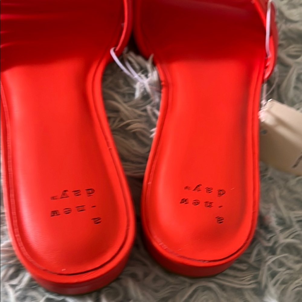 A New Day Orange Ribbed Slip-On Sandals - Picture 9 of 16